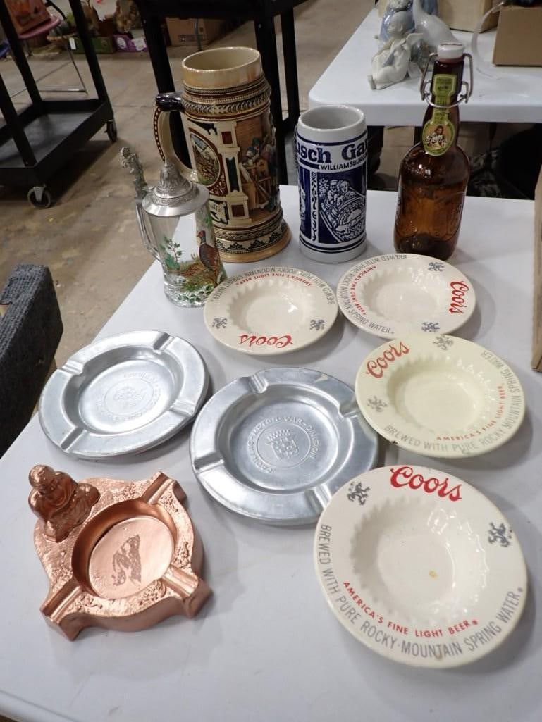 Beer Steins, Coors Ashtrays, Cadillac Ashtrays, etc (1 of 8)
