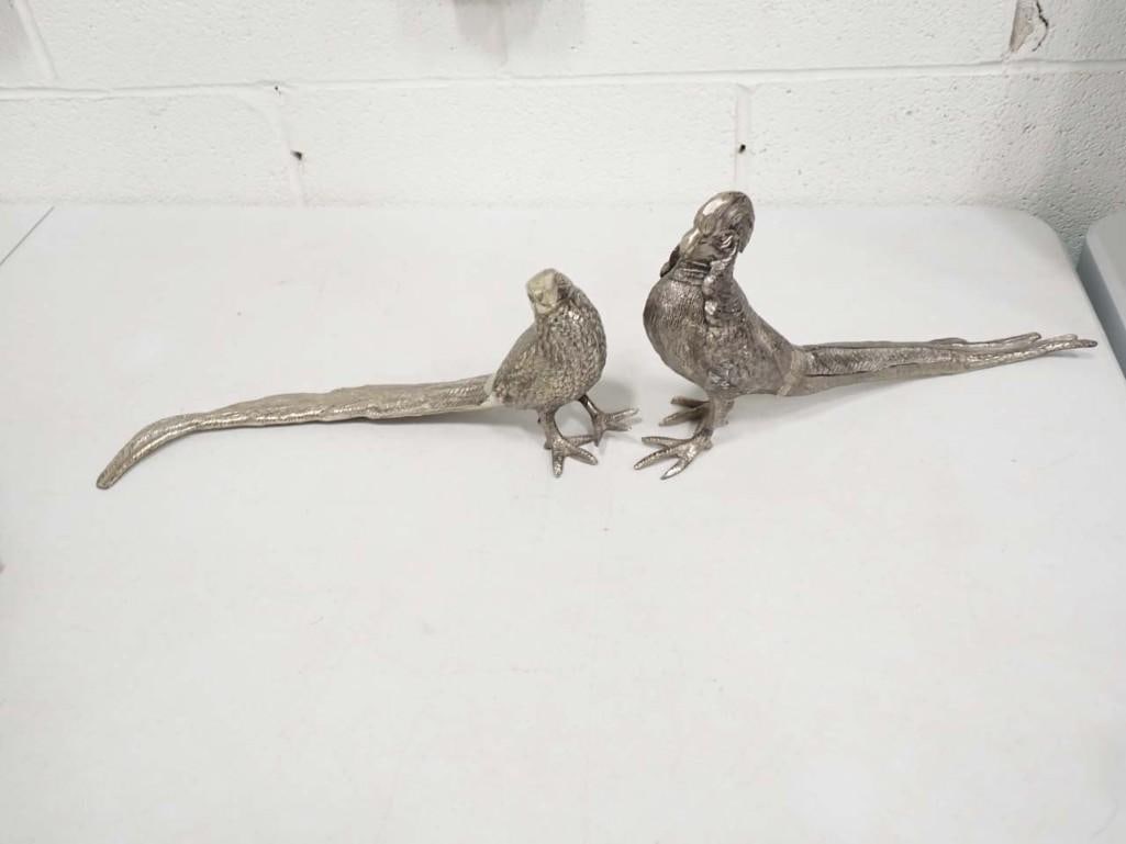 Pair of Silverplated Pheasants 7" x 15" (1 of 7)