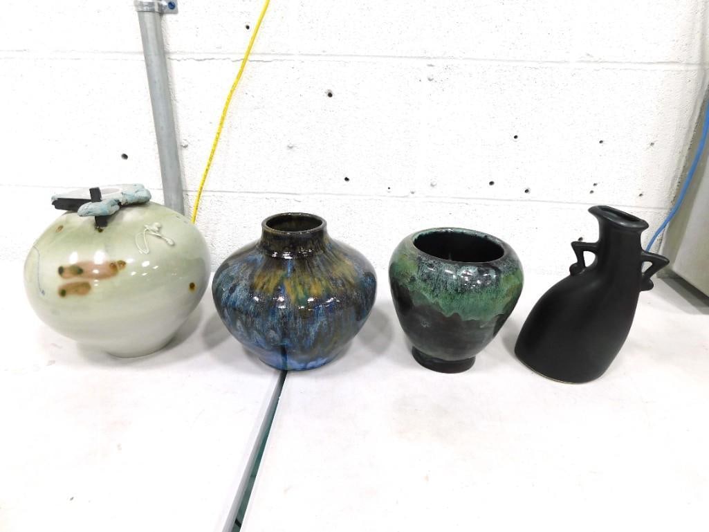 Lot of 4 American Signed Ceramic Pottery Vases incl Michael Lambert Dancing Vase (1 of 12)