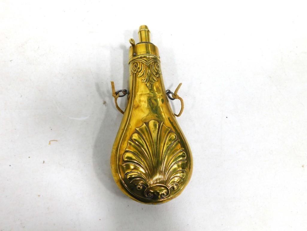 Civil War Era Black Powder Flask Brass (1 of 3)
