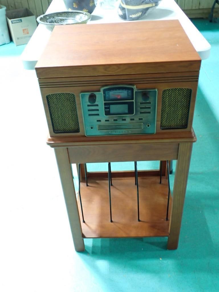 Crosley CR-245 Record, CD, Radio Player on Stand.  Remote needs a new battery, but otherwise fully (1 of 10)