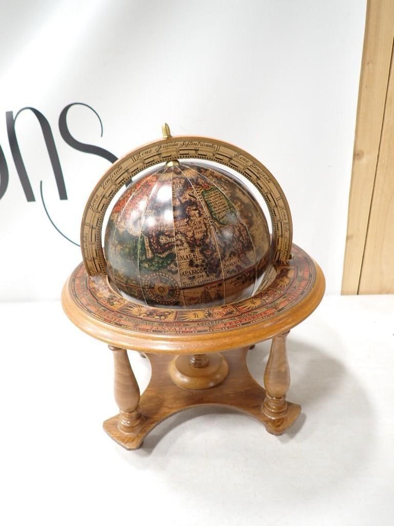 Italian World Globe on a stand - Wood. Roughly 10" x 10": Italian World Globe on a stand - Wood. Roughly 10" x 10"