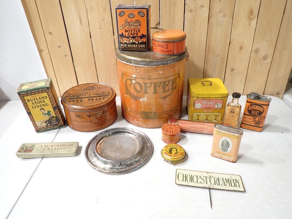 Antique and Vintage Advertising Tins, General Store Advertisement, Coffee Tin (1 of 15)