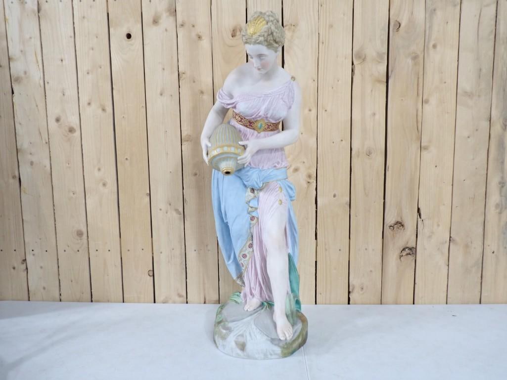 Antique Vion & Baury French Bisque Porcelain Lady Statue or Figure 30" Tall (1 of 10)