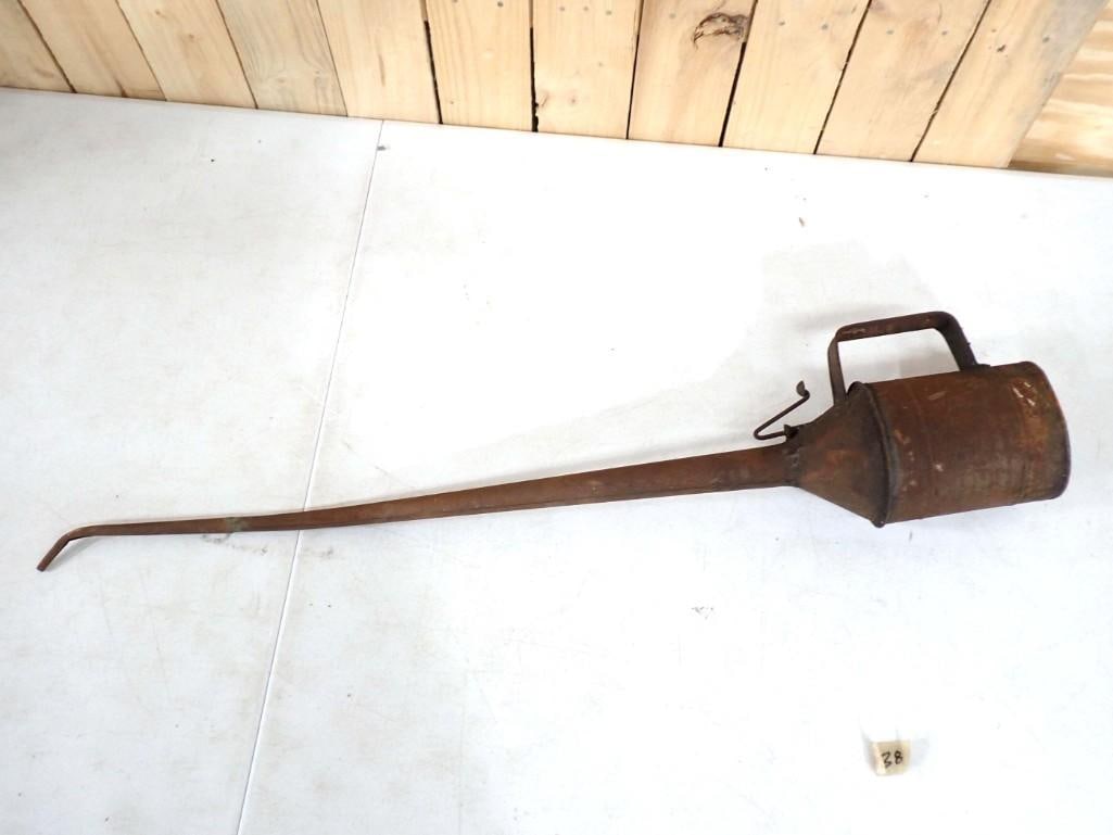 Antique C&N Railroad Locomotive Train Oil Can 32": Antique C&N Railroad Locomotive Train Oil Can 32" Embossed C&N, Rusty