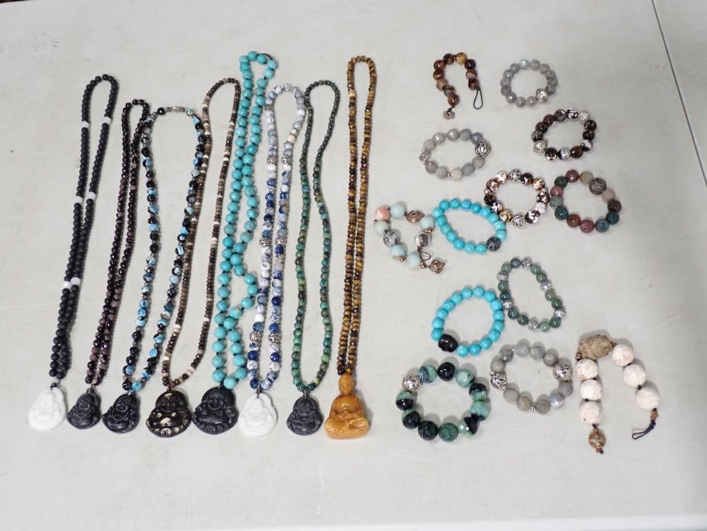 Lot of Hardstone Necklaces, Bracelets, Jewelry, Buddah Approx 20 pc: Lot of Hardstone Necklaces, Bracelets, Jewelry, Buddah Approx 20 pc