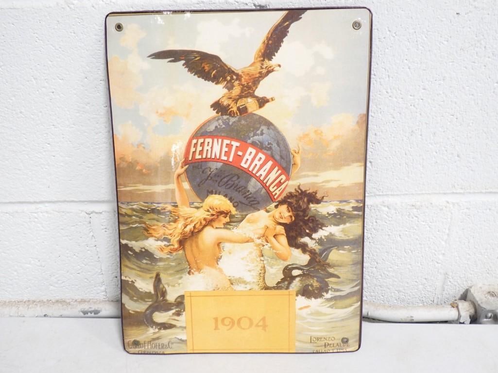 Vintage Metal Liquor Advertising Sign 1904 Fernet-Branca 9.5" x 13" (1 of 6)
