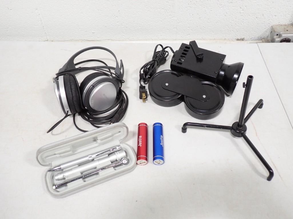 Movie Camera Light, Chargers, Flashlight, Sony Headphones (1 of 11)