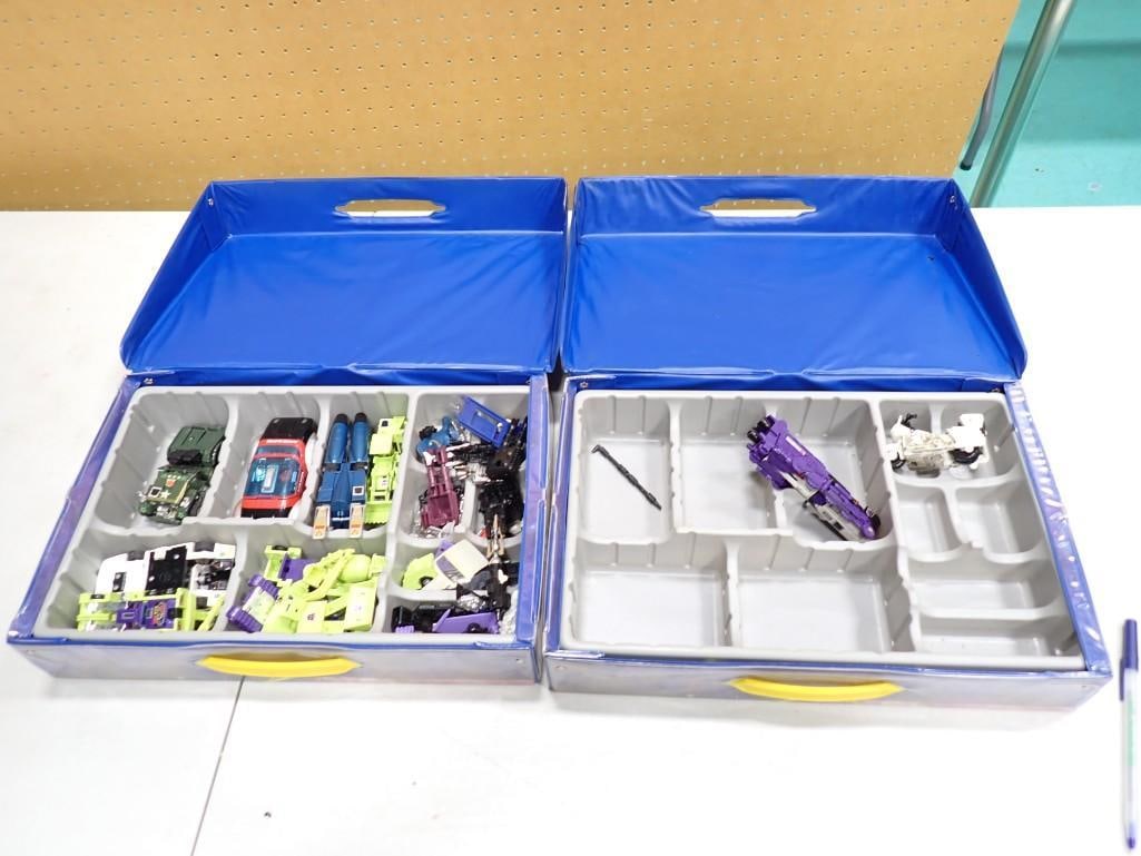 Two Transformers Collectors Cases with some Transformers / etc. including a Bandai Future Machine,: Two Transformers Collectors Cases with some Transformers / etc. including a Bandai Future Machine,Constructicons, etc.
