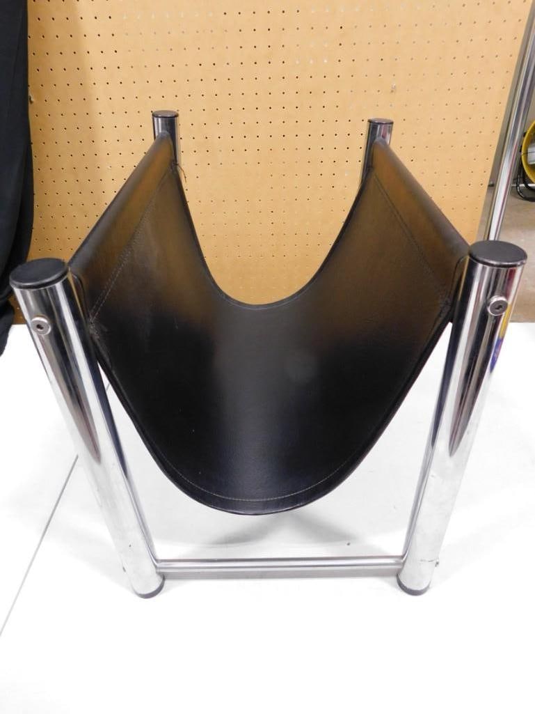 MCM Chrome and Vinyl Magazine Rack (1 of 3)