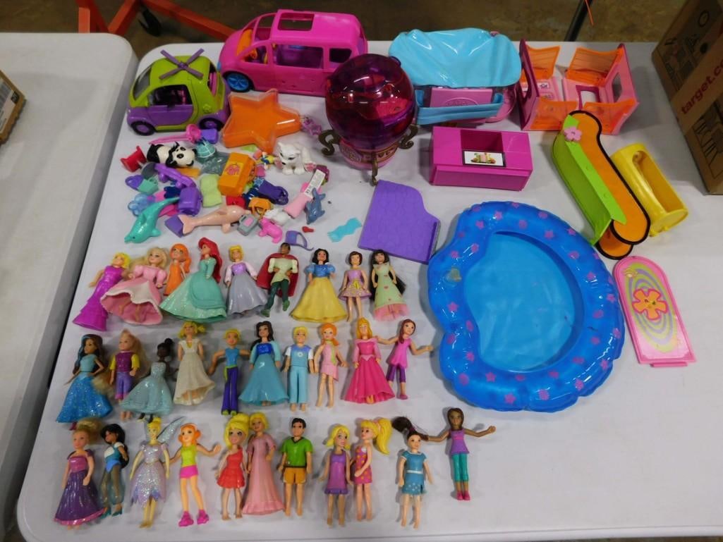 30 Polly Pocket Dolls, Vtg Bluebird, Accessories, Vehicles, Etc.  Huge Lot (1 of 12)
