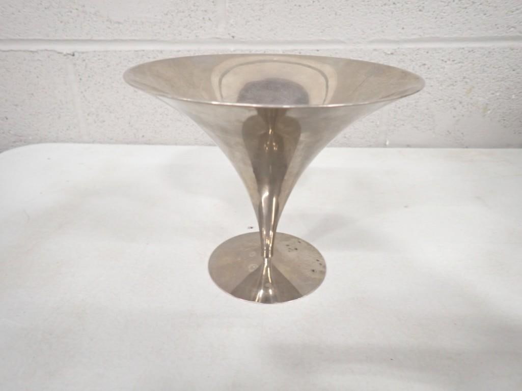 MCM Arthur Salm Nickel Plated Silhouette Compote Bowl: Mid Century Modern Arthur Salm Nickel Plated Silhouette Compote Bowl