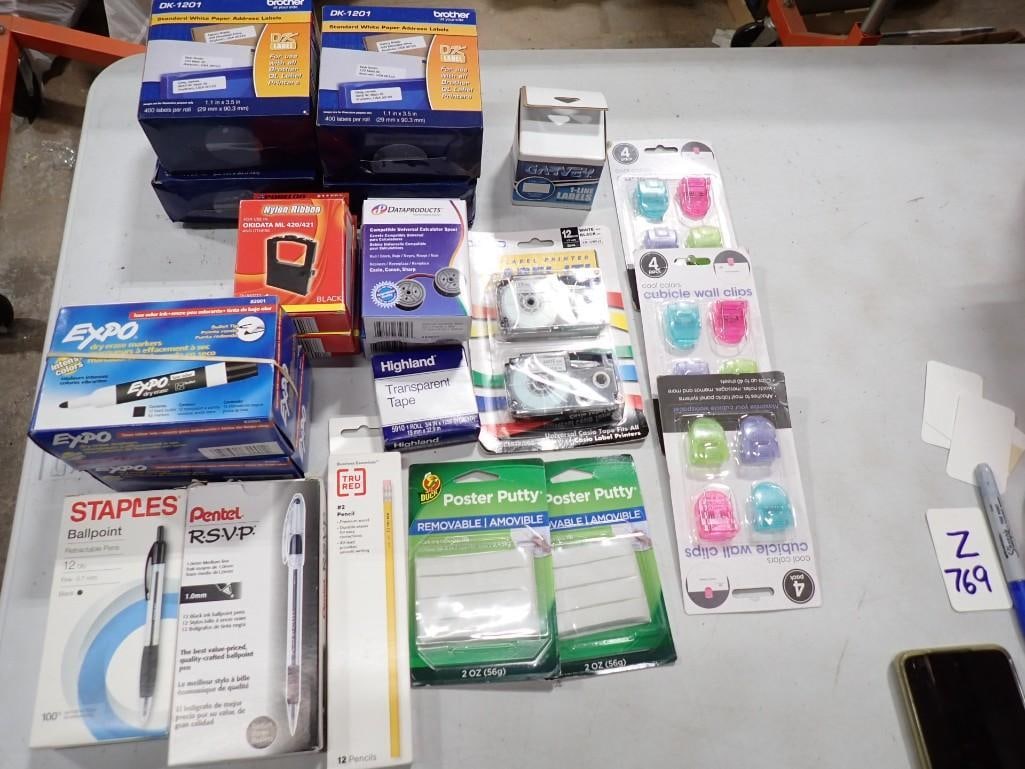 Lot of New in Package Office Supplies incl Dry Erase Markers, Pens, Poster Putty, Address Labels, et (1 of 8)