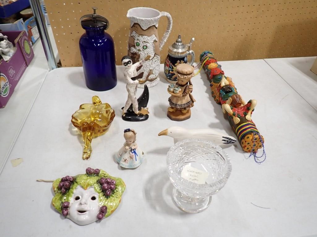 Misc. Lot including Cobalt, Amber Glass, Figurines, Waterford Crystal, Beer Stein, etc. (1 of 20)
