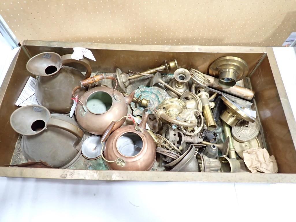 Assorted Brass / Copper / etc. Lot including tea kettles, pitchers, hardware, etc. (1 of 12)