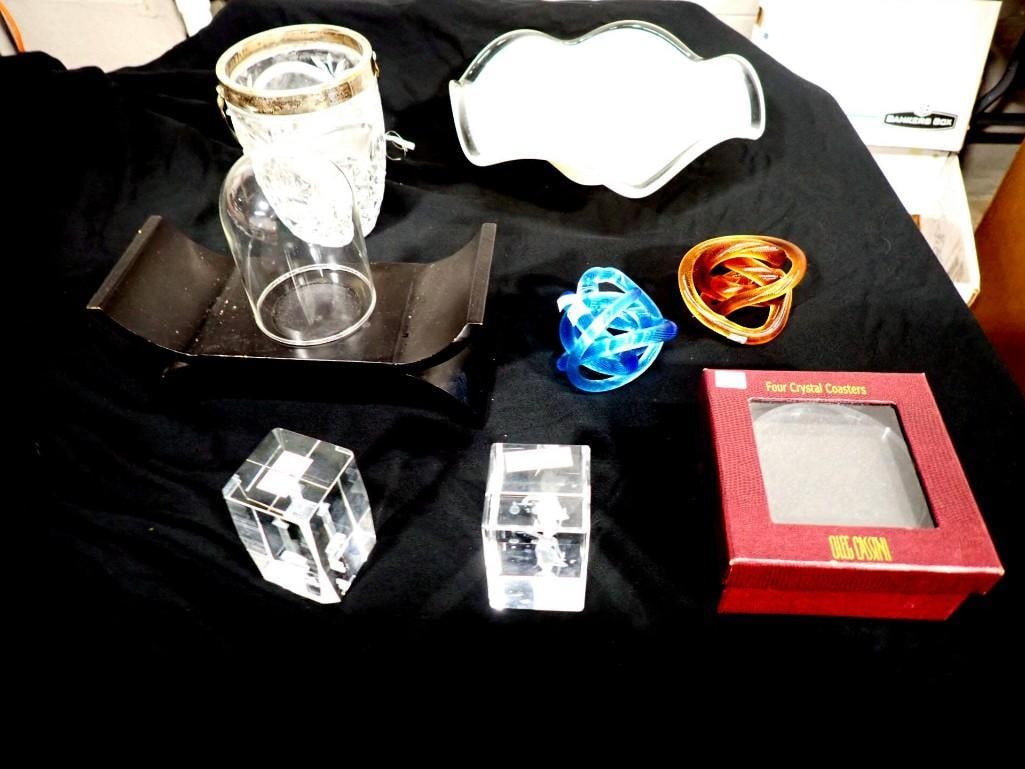 Misc. Lot including Art Glass  Plate / Bowl, Laser Etched Crystal, Coasters, etc. (1 of 20)