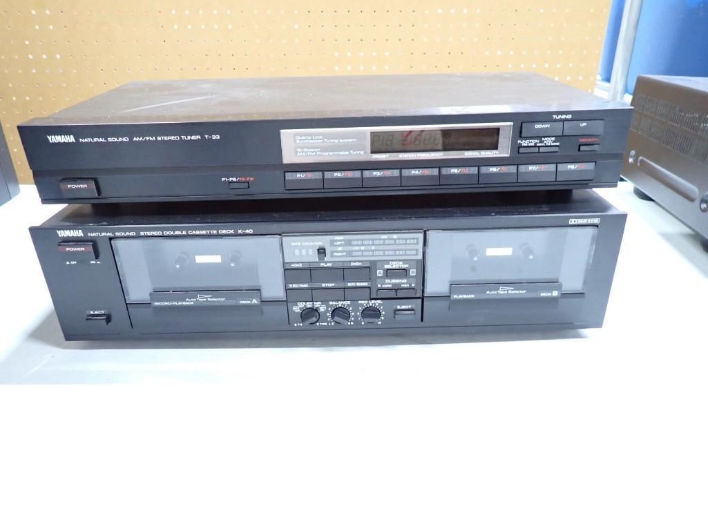 Yamaha AM/FM Stereo Tuner T-33 and Stereo Double Cassette Deck K-40 (1 of 3)