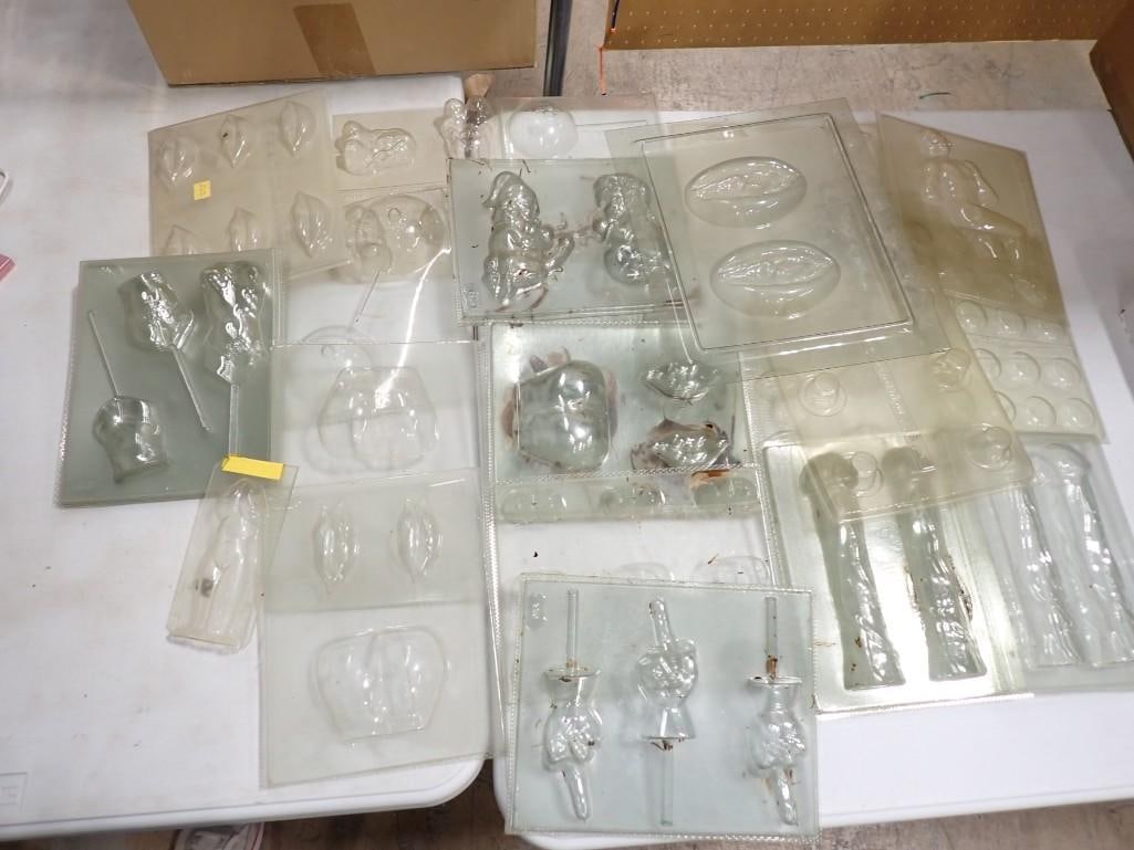 Plastic Molds for Chocolates including some raunchy ones.: Plastic Molds for Chocolates including some raunchy ones.