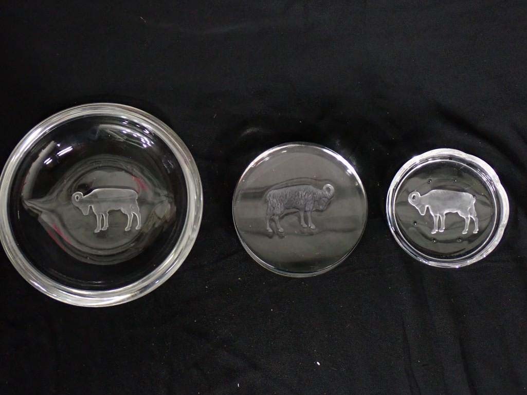 Three Pieces of Val St Lambert Aries Zodiac Crystal (1 of 10)