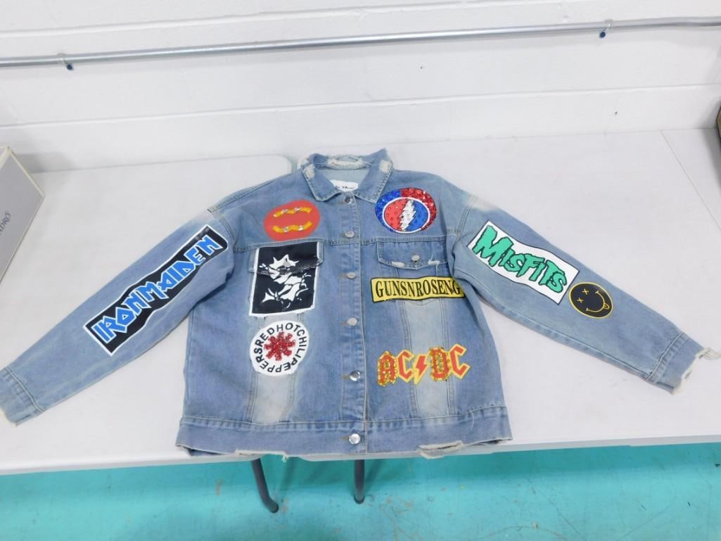 Vintage Denim Jacket with Rock Band Patches incl Iron Maiden, AD / DC, The Beatles, (1 of 10)