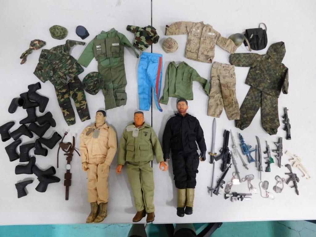 3 Hasbro GI Joe & Dragon 12" Military Figures, Clothes, Accessories Lot (1 of 10)