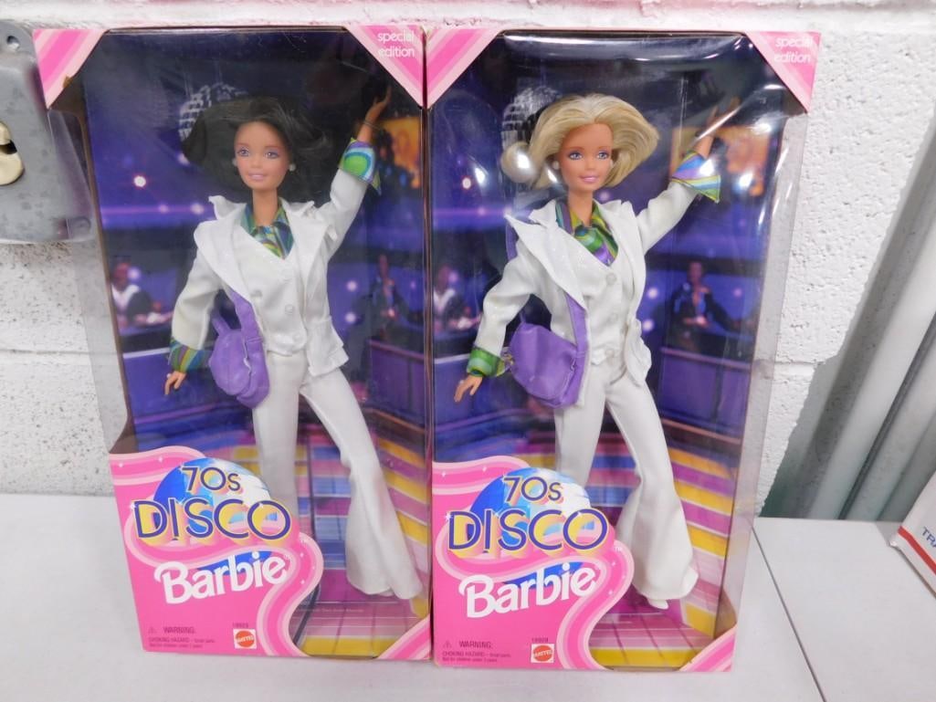 2 70s Disco Barbie Dolls New in Boxes incl 1 Brunette and 1 Blonde (1 of 4)