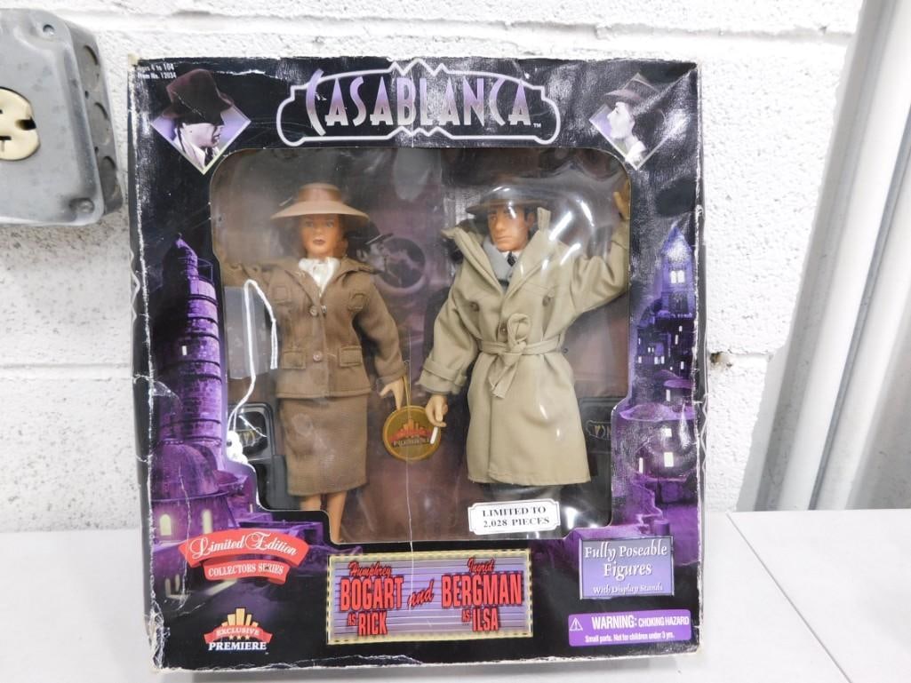 Casablanca Limited Edition Dolls or Figures incl Humphrey Bogart as Rick and Ingrid Bergman as Ilsa: Casablanca Limited Edition Dolls or Figures incl Humphrey Bogart as Rick and Ingrid Bergman as Ilsa in original box but box has wear