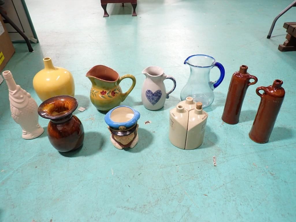 Ceramic and Glass, Household, Vintage, etc. including Pottery Vases, Toby Style Mug, etc. (1 of 12)