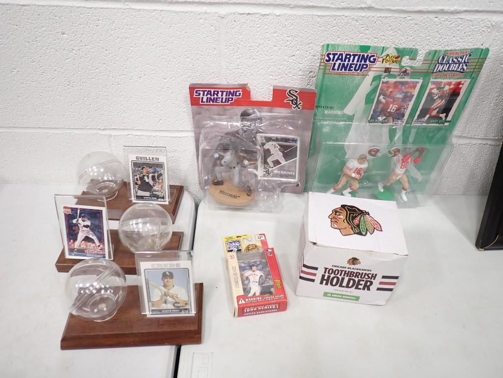 Misc. Sports Lot including Starting Lineup New in Package, Chicago Black Hawks Toothbrush Holder (1 of 8)