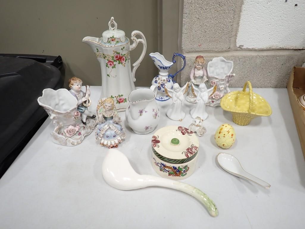 Misc. Ceramic / Porcelain / etc. Lot including Pitchers, Figurines, Spoons, Egg, Dishes, etc. (1 of 15)