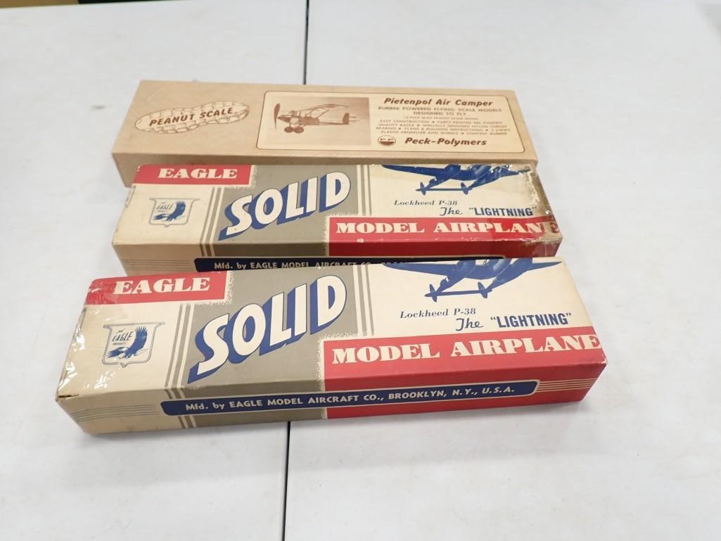 3 Peanut Scale Model Airplane Kits - comes with everything as shown - Eagle Brand Lockheed P-38 Ligh (1 of 4)