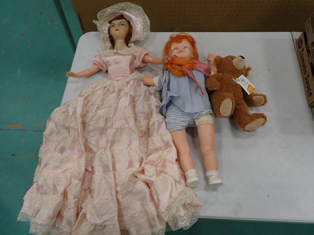 Doll and Steiff Teddy Bear Lot (1 of 9)