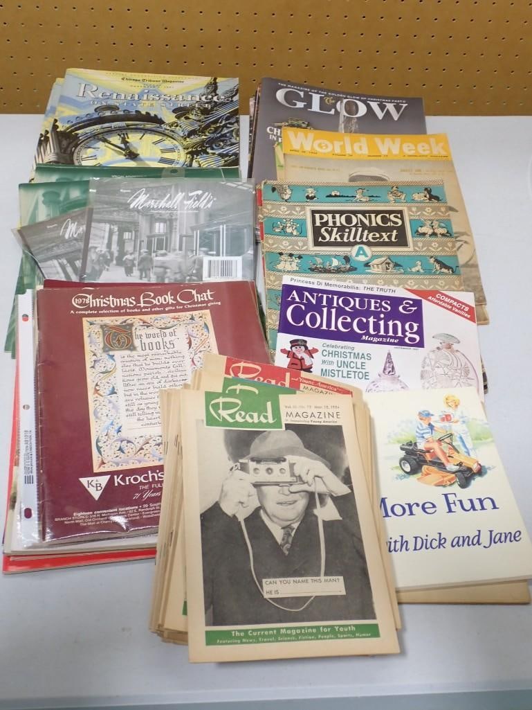 Vintage Eppphemera Lot including Magazines, Marshal Field's, World Week, Antiques & Collecting: Vintage Eppphemera Lot including Magazines, Marshal Field's, World Week, Antiques & Collecting, Read Magazine, More fun with Dick and Jane etc.