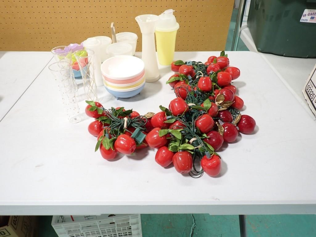 Misc. Lot including Tupperware Shaker, Bolero Therm-o-ware bowls, Decorative apples, etc.: Misc. Lot including Tupperware Shaker, Bolero Therm-o-ware bowls, Decorative apples, etc.