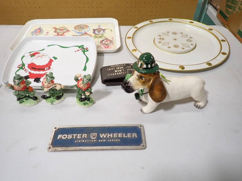 Misc. Lot including Ceramic St. Patrick's Day Dog, Leprechauns, Metal Signs, Plates, Christmas, etc. (1 of 8)