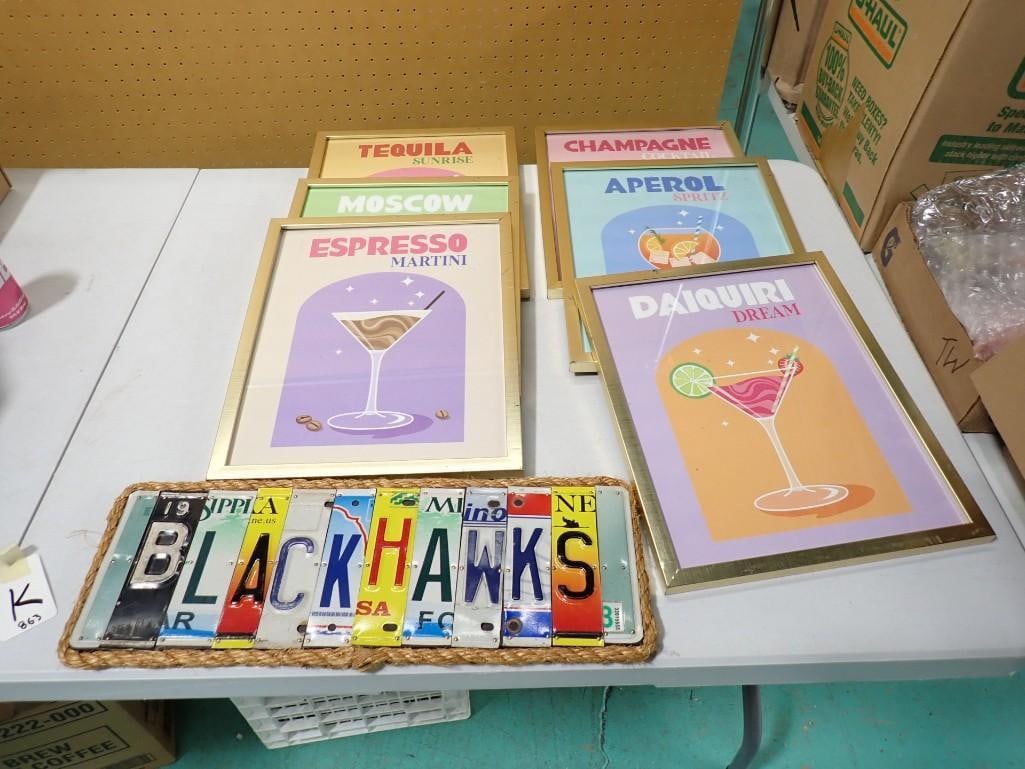 Alcohol Wall Hangings and Chicago Blackhawks License Plate Wall Hanging (1 of 2)