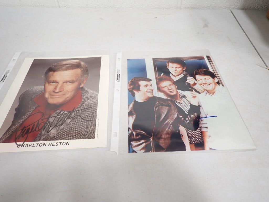 2 Photos or Prints Signed incl Henry Winkler and Charlton Heston NO COAs (1 of 6)