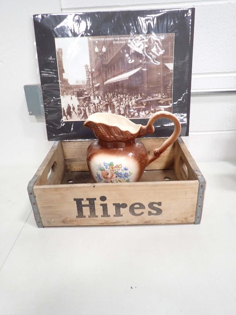 Vintage Wood Hire Rootbeer Crate, Print of the Marshall Field's Store Clock, and a (1 of 9)