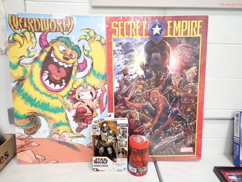 Star Wars Mandalorian Figure New in Box, Weirdworld and Marvel Secret Empire Posters, (1 of 7)