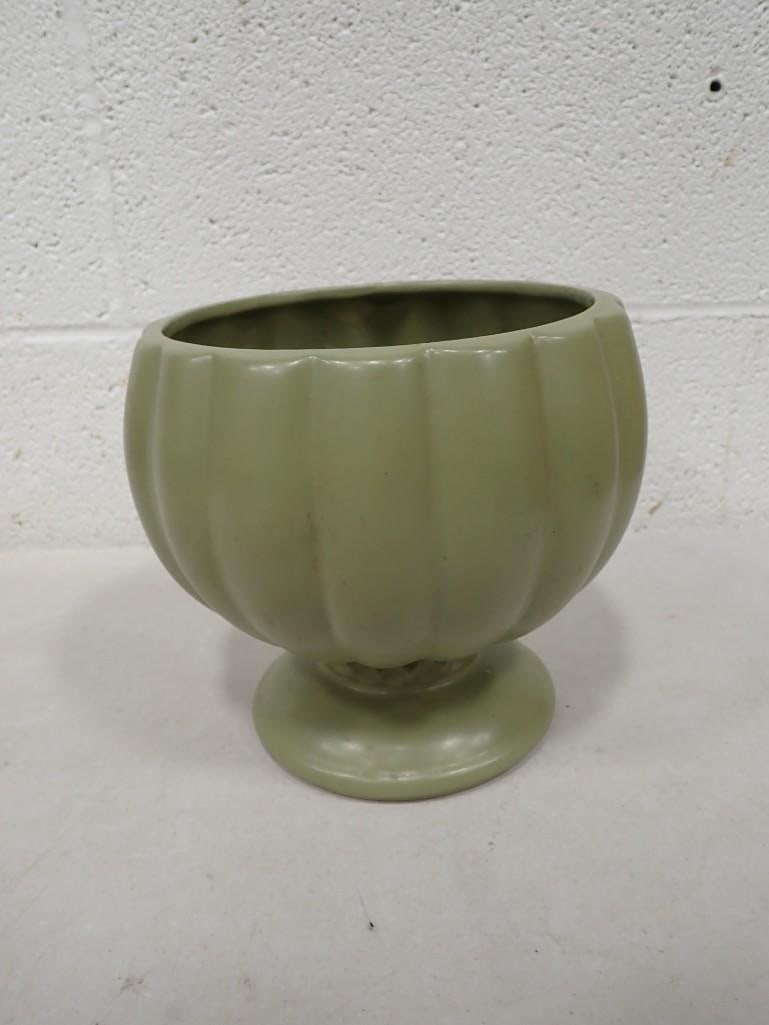 Matte Finish Avocado Green Footed Bowl Stamped USA 492 on the bottom (1 of 5)