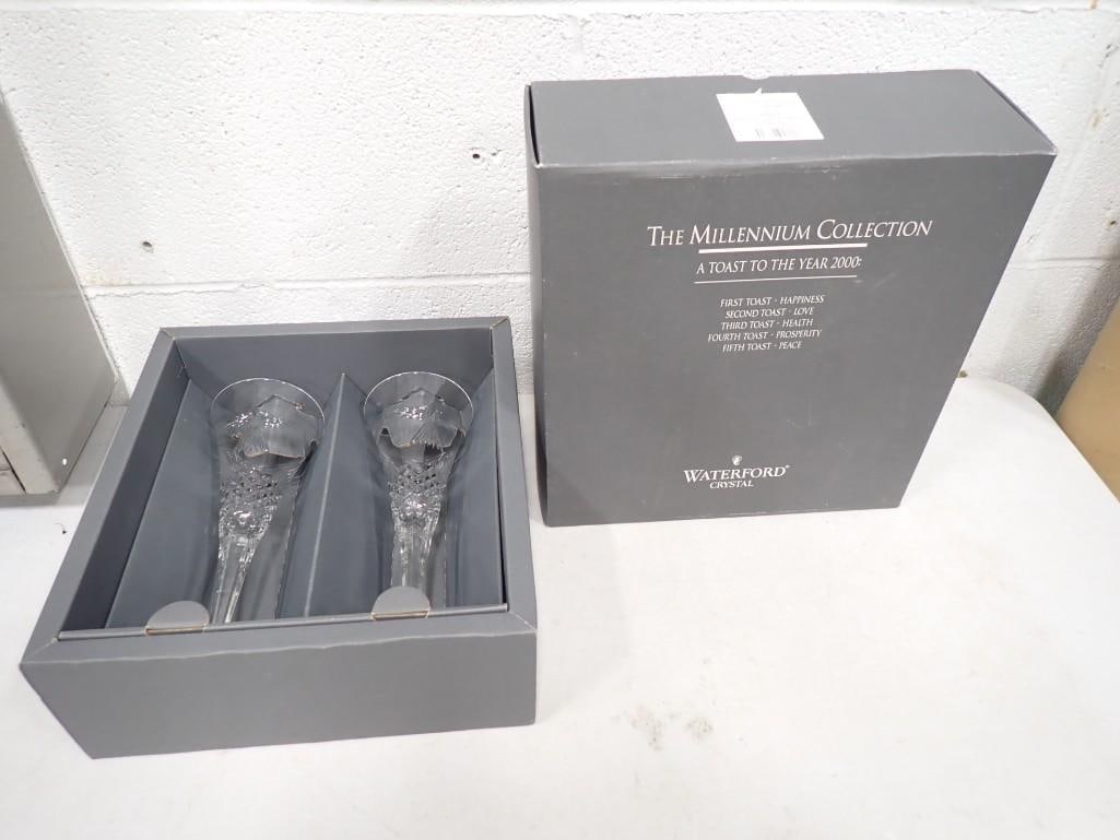 Waterford Crystal The Millennium Collection Toasting Flutes / Champagne Glasses with Box (1 of 5)
