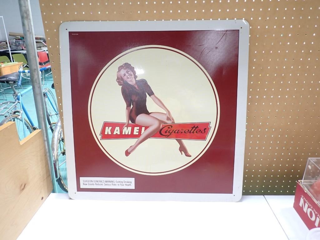 Vintage Kamel Cigarette Advertising Metal Sign - Measures roughly 24x24": Vintage Kamel Cigarette Advertising Metal Sign - Measures roughly 24x24"