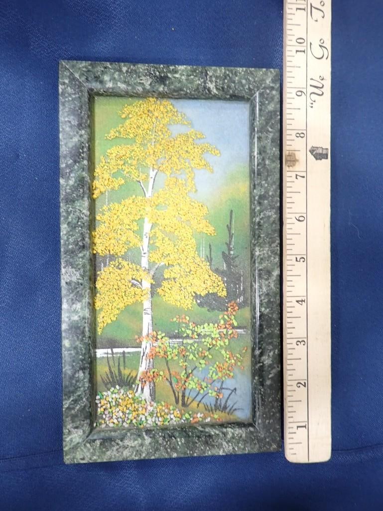 Sand Art and Painting Landscape Stone Frame 9 1/2" x 5 1/2" (1 of 7)