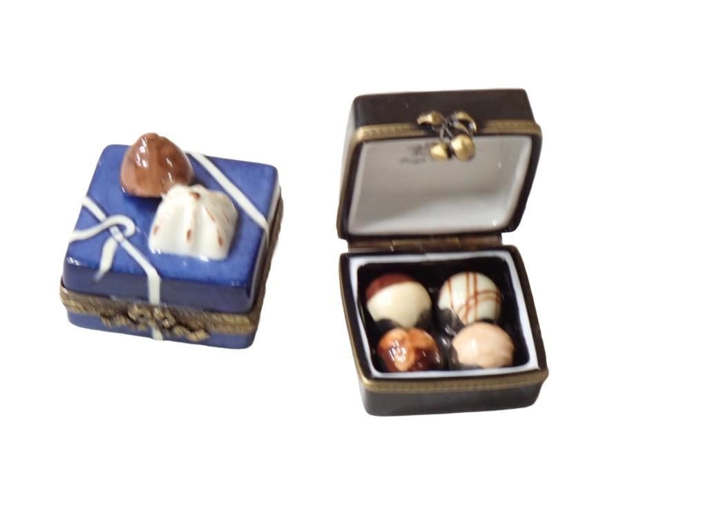 2 Limoges Trinket Boxes in the Shape of Chocolate Boxes .  1 Has the Chocolates Inside and The Other (1 of 8)