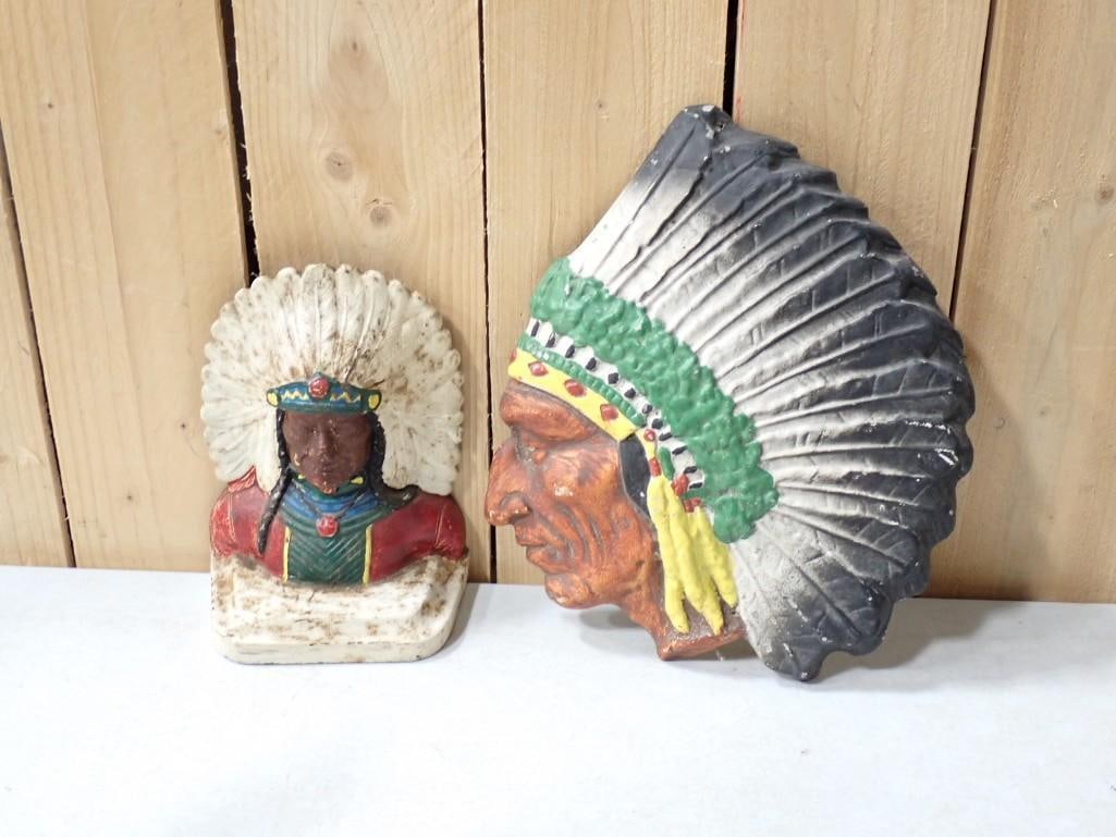2 Cast Metal Native American Decorative Items incl 1 Bookend (1 of 5)