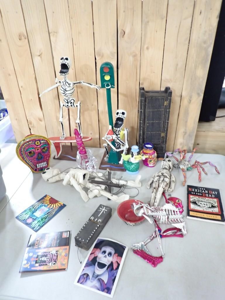 Dia de los Muertos Day of the Dead Lot incl Paper Mache Figures, Skeleton Marionette, etc (1 of 13)