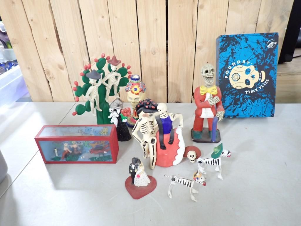 Dia de los Muertos Day of the Dead Lot incl Figurines, Cigar Box, Dog Skeleton Figures, Underwater (1 of 9)