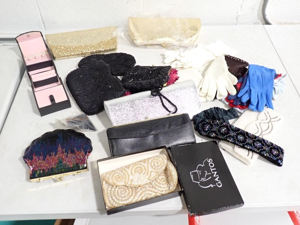 Lot of Purses and Women's Gloves, Etc: Lot of Purses and Women's Gloves, Etc