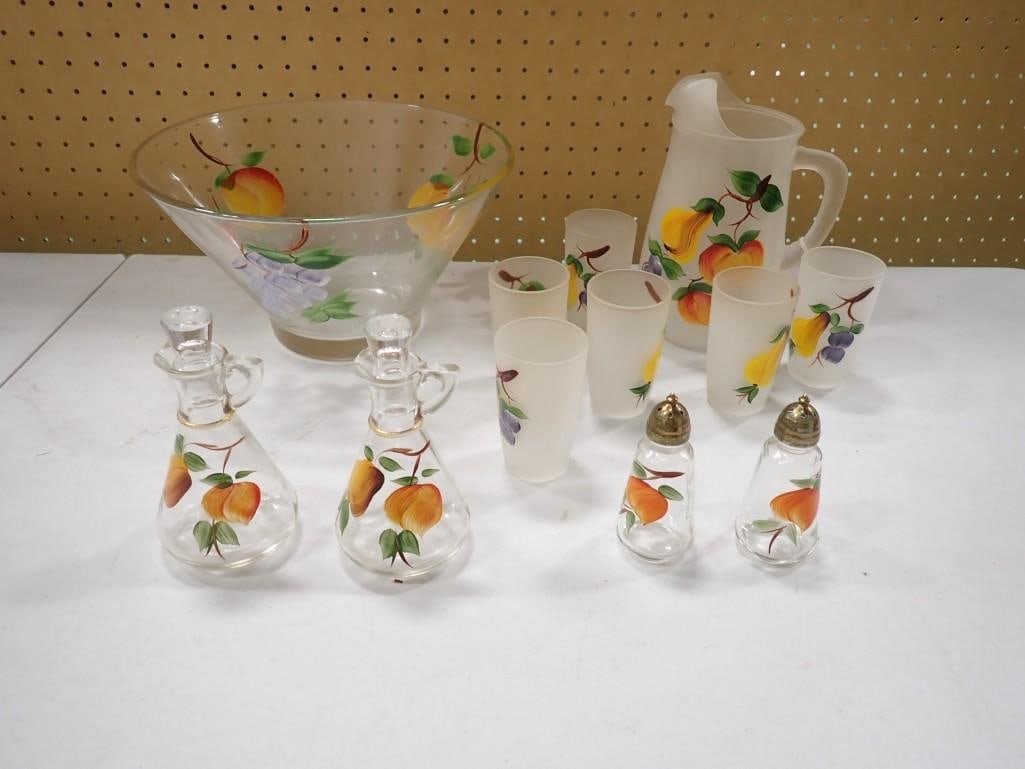 Vintage Gay Fad Glassware incl Pitcher  with Tumblers, Cruet Set, Chip Bowl, Salt and Pepper Shakers (1 of 4)