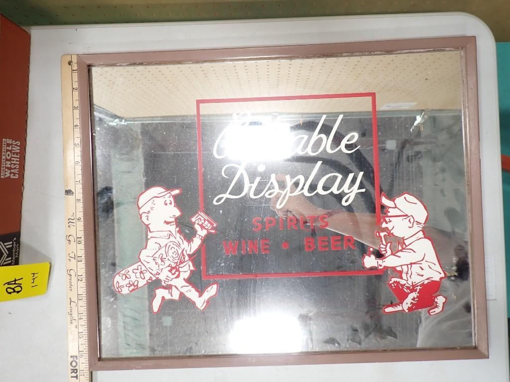 Reliable Display Spirits Wine Beer Framed Bar Mirror Advertising Sign: Reliable Display Spirits Wine Beer Framed Bar Mirror Advertising Sign